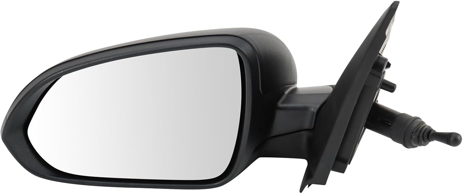 TRQ Driver Side Manual Remote Mirror Black Textured Compatible with 2018 Kia Rio KI1320217