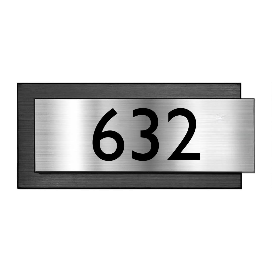 HOTEL ROOM NUMBER PLATES - 632| Black acrylic backround fixed silver brushed type acrylic and black number | Easy installation type double sided tape fixed on backside-image-10