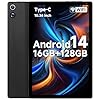 Tableta, tableta Android 14 de 10 pulgadas, 16GB+128GB+1TB TF, pantalla HD de 8 núcleos, batería de 5000 mAh, cámara dual, identificación facial, delgada y ligera, negro