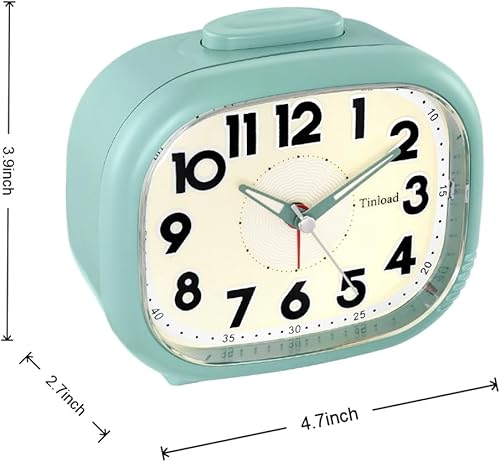 Miniatura 4 de Reloj despertador fuerte para adultos que duermen pesados, silencioso, sin tictac, funciona con pilas, esfera que brilla en la oscuridad, iluminado