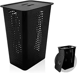 Cesto com Tampa, Preto, OU