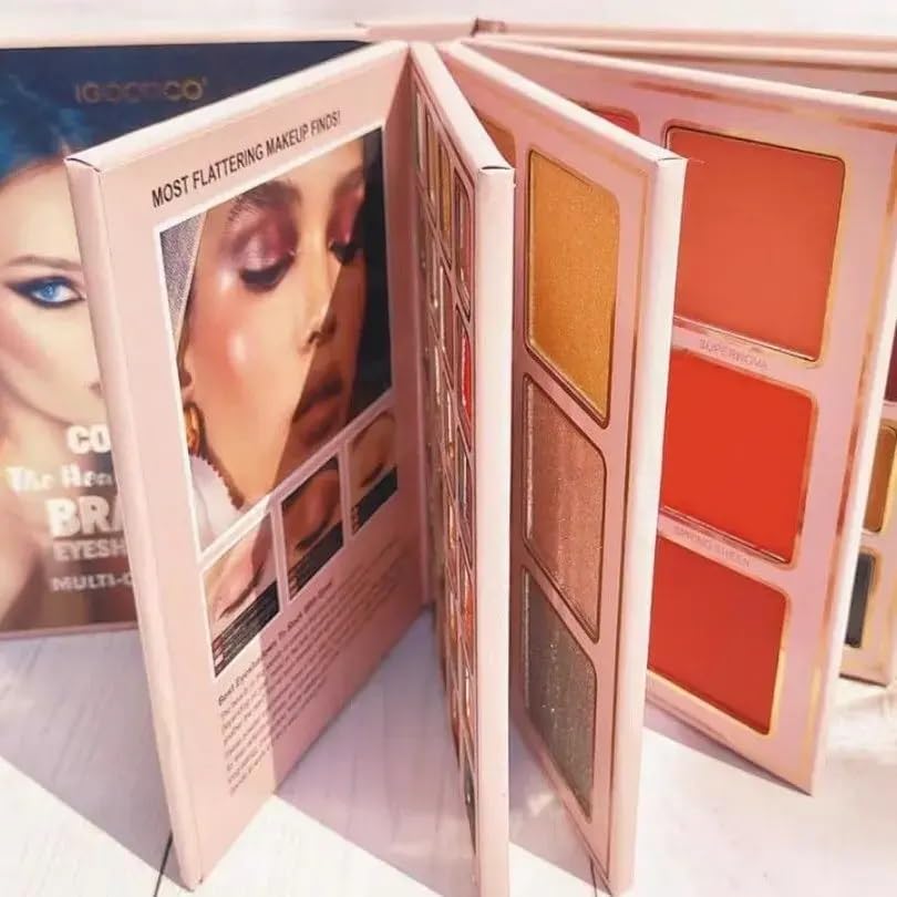 NYLI Professional 5-in-1 Makeup Book Kit | The Ultimate All-in-One Palette with Glitter & Matte Eyeshadows, Highlighter, Blush, Contour, Lip Colors and Eyebrow Enhancers (Multicolor) 1