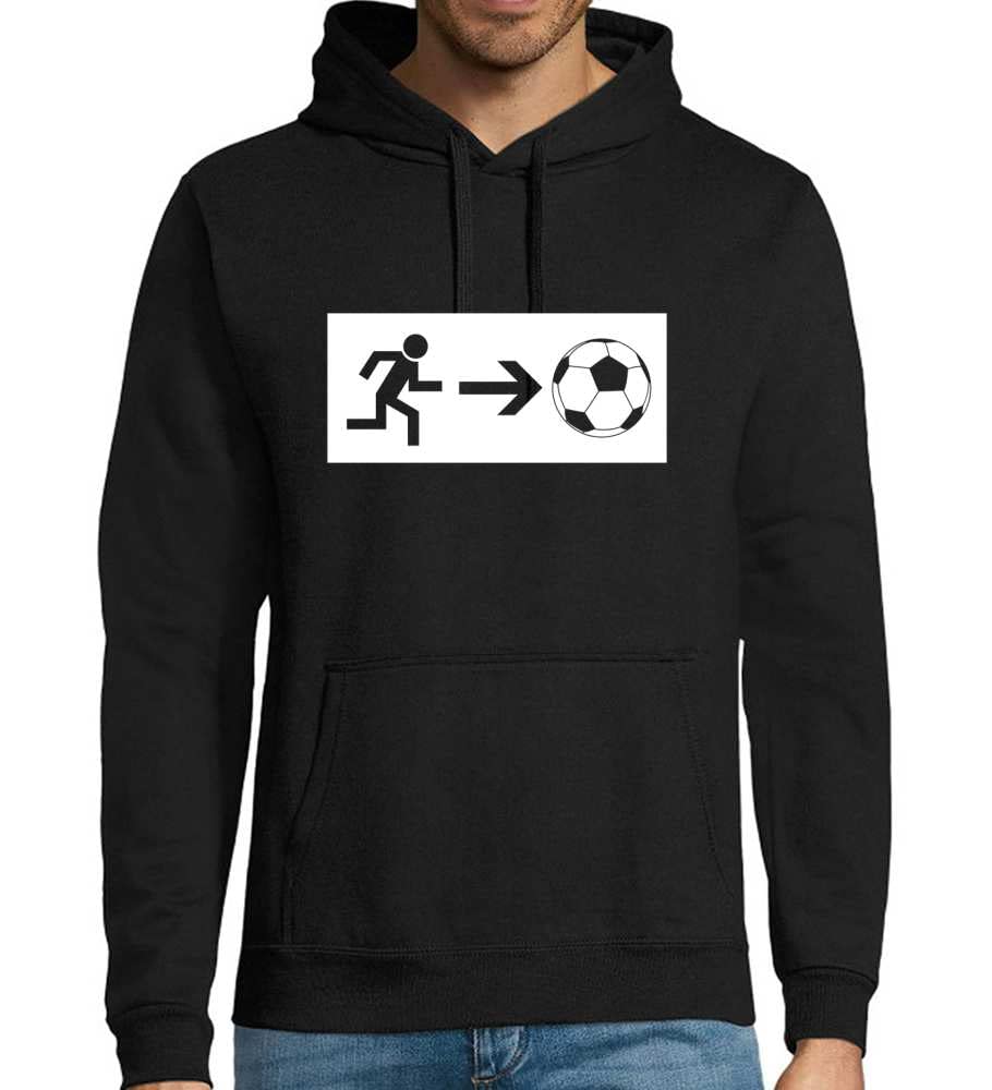 Wyjście awaryjne piłka nożna męska bluza z kapturem, czarny, 4XL