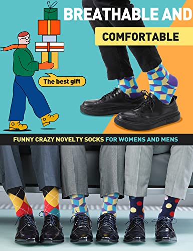 Image of MOGGEI Funny Socks for Men Women Fun Cozy Crazy Novelty Fashion Cotton Boot Breathable Printed 6 Pairs