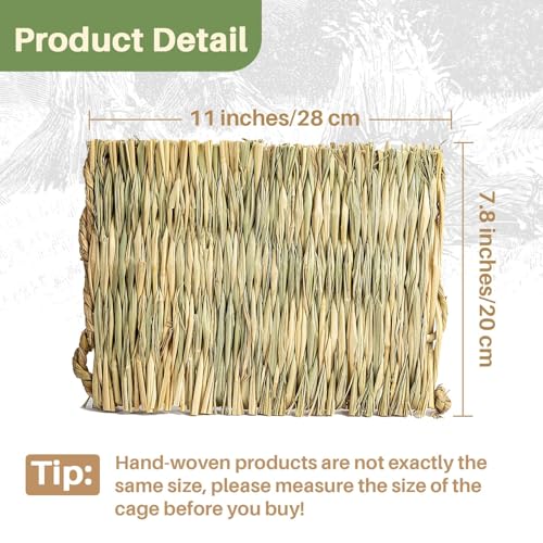 Sukh 2 Pcs Rabbit Grass Mats - Natural Hay Woven Bunny Rabbit Bad Cage Mats Pet Bedding Cooling Sleeping Nesting & Toys For Hamster Bunny Chinchilla Guinea Pig Mouse Bird And Other Small Animal thumb #3