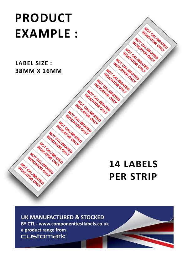 Not Calibrated - Vinyl/Nylon Cloth 38mm x 16mm Labels Stickers - Price per Pack of 140 Labels (P/NO. 7827331AMZ) - Image 3