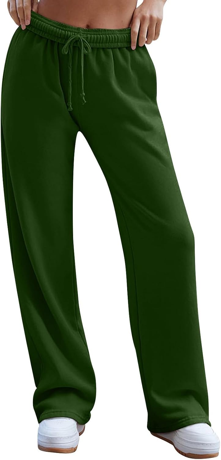 FQZWONG Women's Y2K Wide Leg Sweatpants High Elastic Waist Baggy Pants Casual Drawstring Athletic Joggers with Pockets