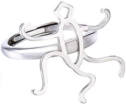 Miniatura 7 de Anillo ajustable de plata de ley 925 con 6 garras de montaje, joyería en blanco, regalo para amigos (color platina), Plata,