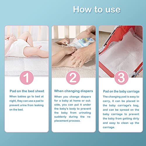 Image of SOFYFINE 100 Count Disposable Changing Pads for Baby 17 inch x 24 inchPortable Changing Diaper Liners for Mess Free Travel, Leakproof Incontinence Bed Pads,Waterproof Table Protector Mat, Toddler Pee Pads
