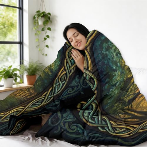 Colcha selva 200 x 200 cm verde oscuro edredón de lujo con almohadas 6