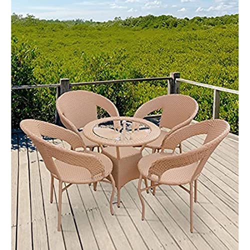 Image of Indiid Homes D-12 Indoor Four Seater Garden Patio Furniture Set 4 Chairs and 1 Table + Glass Set