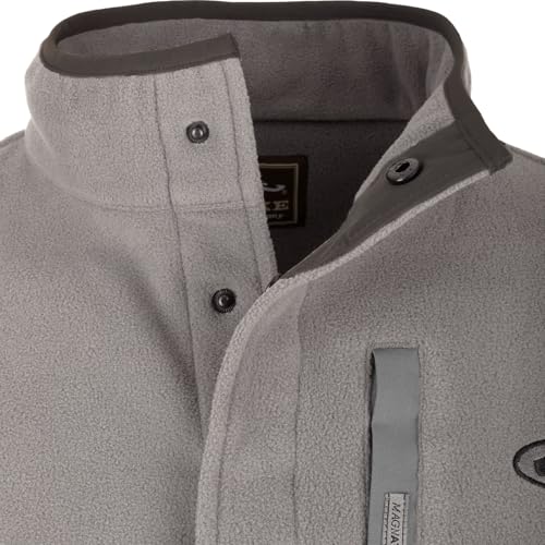 Image of Drake Waterfowl Men's Camp 2.0 Fleece Pullover | Hunting Anti-Pill Moisture Wicking 1 /4 Neck Snap Sweater with Chest Pocket