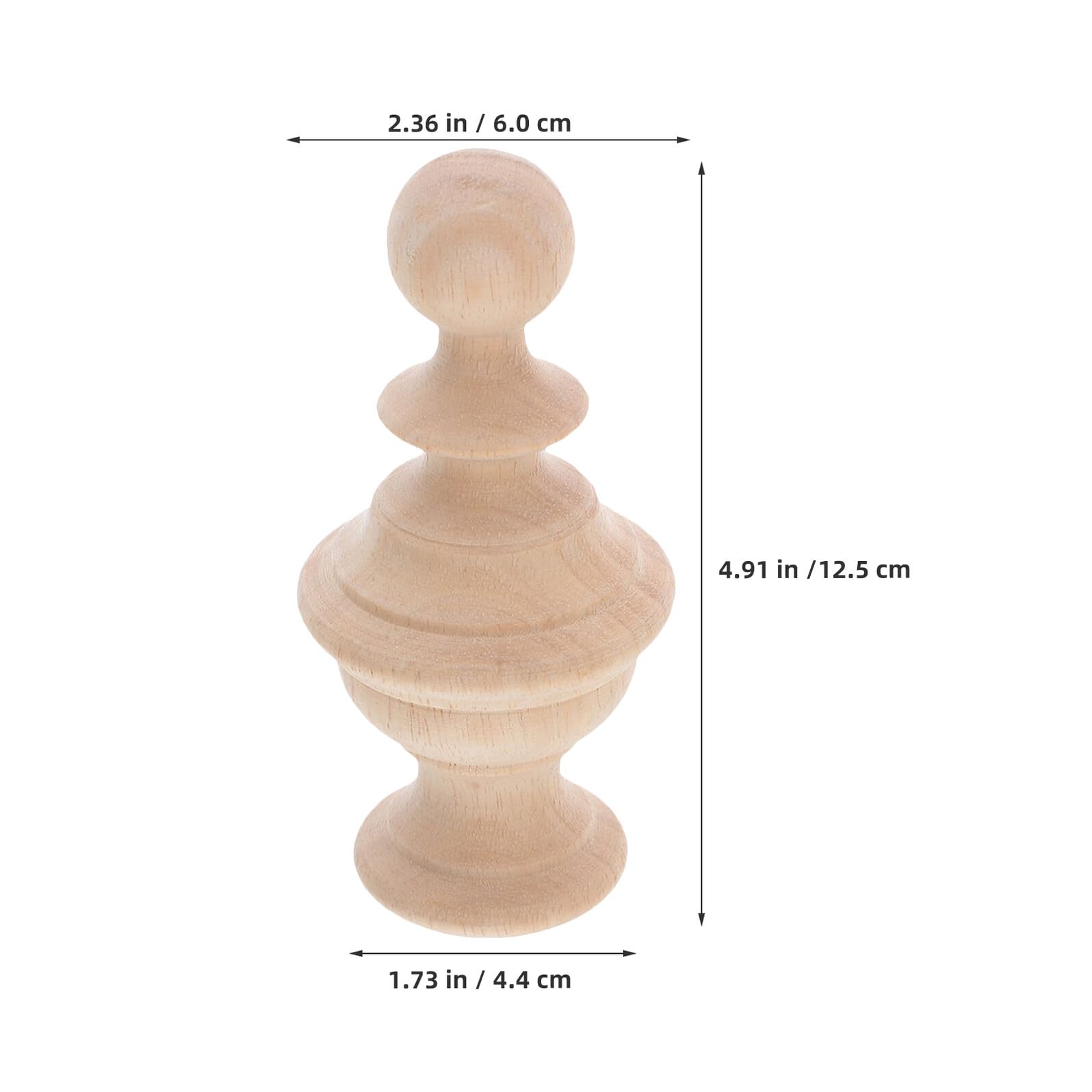 GARVALON 4 Piezas Remates de Madera sin Terminar para Postes 6x12 Cm, Decoración Tallada para Barandillas, Camas y Barras de Cortina, 4 Piezas para Manualidades y Bricolaje en Interiores