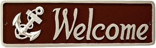 Montague productos Metal Anchor placa de bienvenida, ladrillo rojo con plata