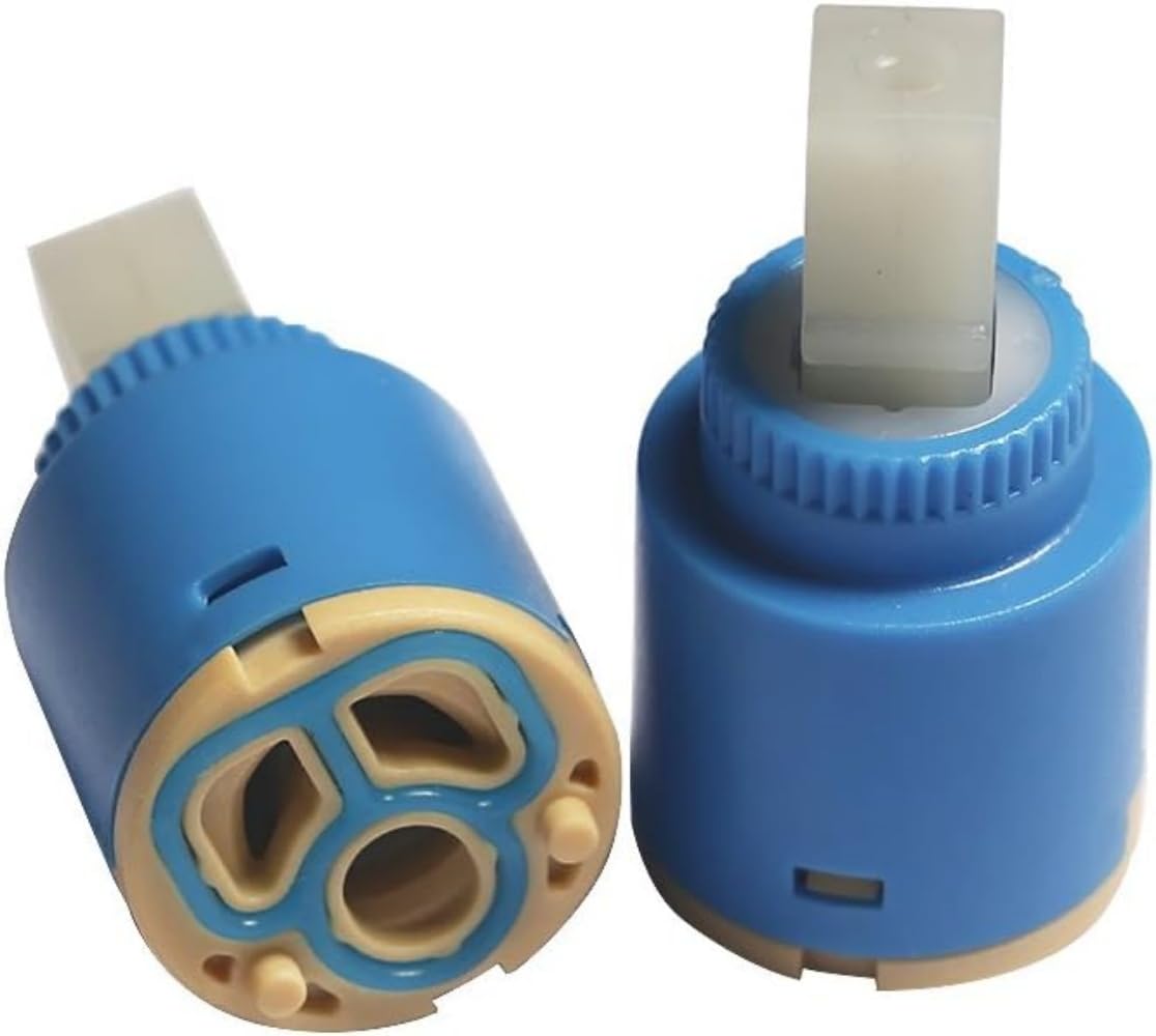 Ceramic Cartridge for Tap and Shower Valve, Hot/Cold, Faucet Cartridge with ABS Housing, High Temperature Resistant Valve Core with Rubber Seals, 2 Pack, Integrated Rubber Ring (40mm)