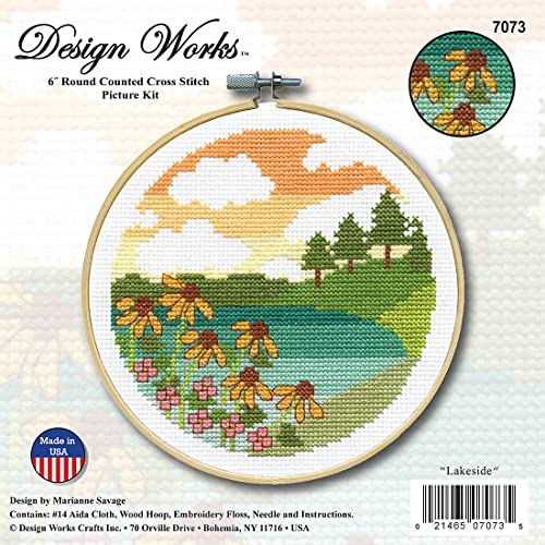 Image of Lakeside Counted Cross Stitch Kit with Hoop