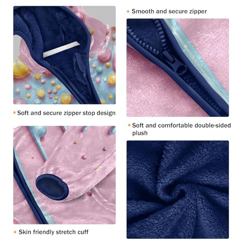 Candy Dripping Bubble Background Toddler Fleece Jacket Girl Boys Hooded Fleece Jacket Coat Warm Outwear Zip-up 3-10T3