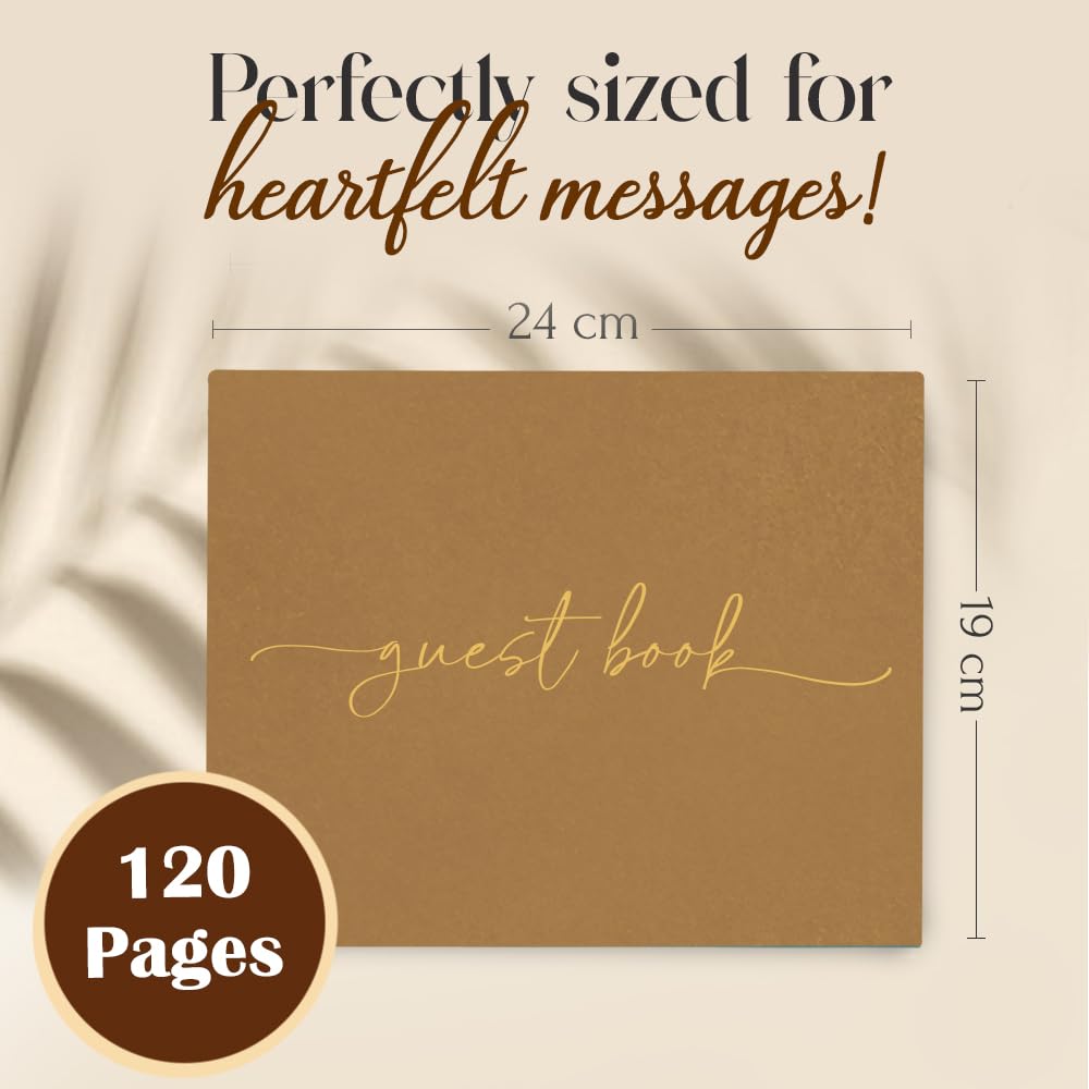 Plantvibes Wedding Guest Book, 120 Thick Pages that Prevent Ink from Bleeding Through, Modern Style with Golden Title - Image 2