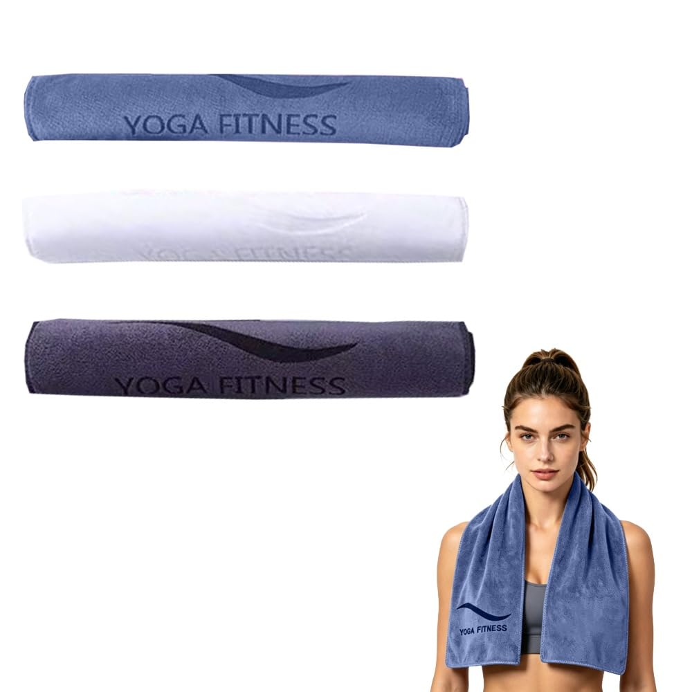 Oaygat White + Grey + Bluestone Blue 3 Packs Gym Towel 35 * 75Cm Soft & Breathable Microfibre Towel In Super Absorbent Premium Great For The Gym Yoga Running And Travel