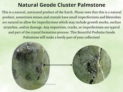 Image of Amazing Gemstone Prehnite Epidote Crystals and Healing Stones - Large Palm Stone Crystals Piedra - Crystal for Good Luck, Positive Energy, Meditation - Unique Stocking Stuffers, Gifts for Women, Men