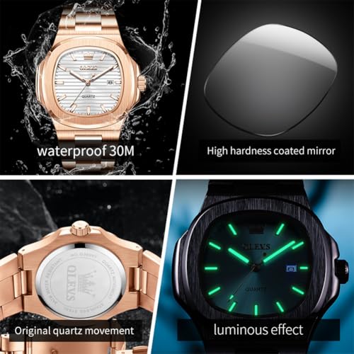 Image of OLEVS Watches for Men Original Analog Quartz Casual Stainless Steel Day Date Waterproof Luminous Men Wrist Watch