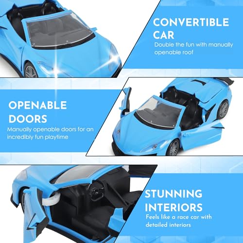 Image of Remote Control Car for Kids| Made in India| Toys for Boys & Girls| Rechargeable Battery|Sporty Race Car Design Openable Doors & Roof, Bright Headlights & Taillights| Gift for Boys Girls, Blue
