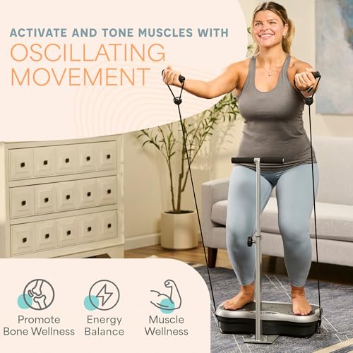 Image of Lifepro TrimLite Vibration Plate with Handle - Vibration Plate Exercise Machine with 99 Speed Levels, Bluetooth & Magnetic Acupoints - Whole Body Vibrating Platform Machine for Lymphatic Drainage