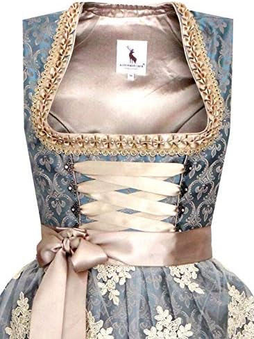 Alpenmärchen Midi-dirndl uit exclusieve collectie incl. kanten schort, maat 32 - ALM520, beige, 34