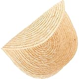 DIKACA Flache Strohhaube aus Geflochtenem Stroh Kleiner Vintage Strohhut für Damen Sonnenschutz für Strand und Outdoor Boho Kopfschmuck