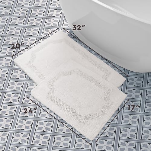 Miniatura 6 de Laura Ashley - Tapete de baño reversible de algodón, decoración de baño de alta calidad, lavable a máquina, altamente absorbente, juego de 2 piezas,