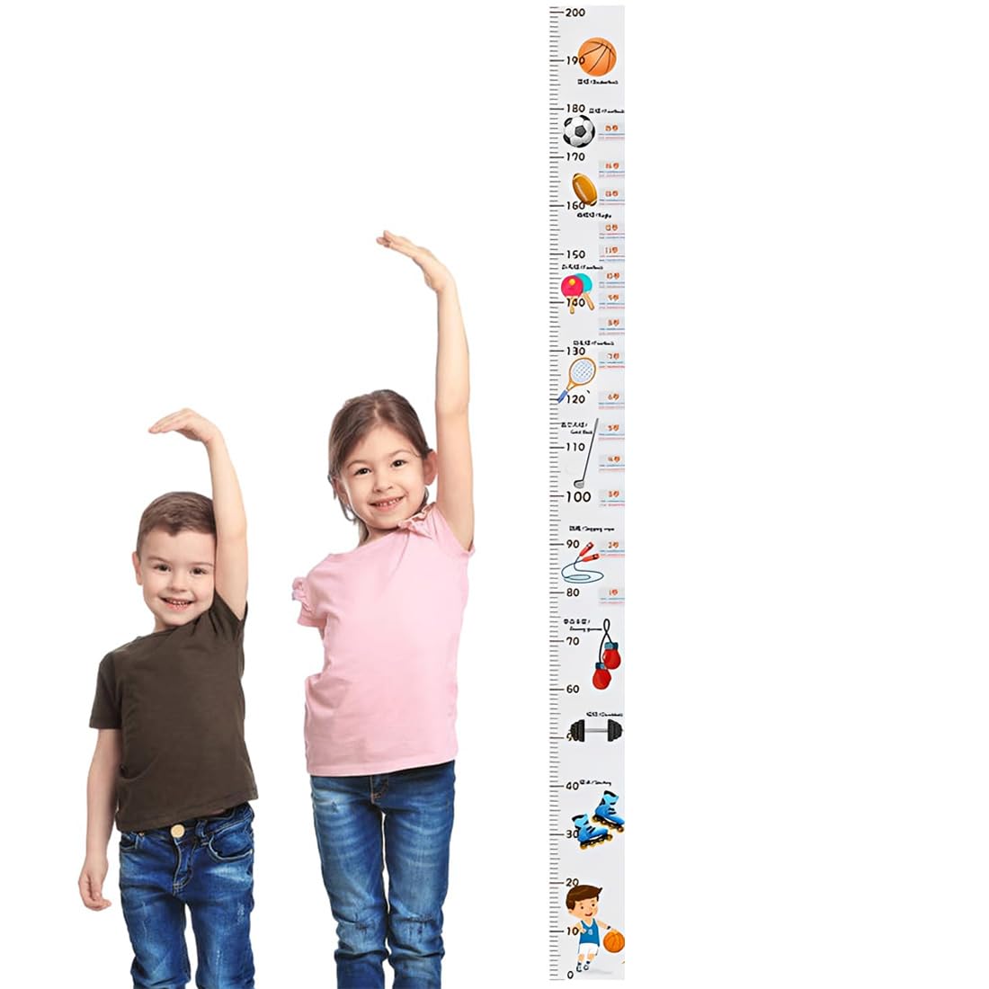 1 Pièce Toise Murale Enfant Stickers Muraux: Sticker Mural Auto-Adhésif Autocollant Mural De Croissance Mesure De La Hauteur Pour Chambre D'Enfant Chambre Salon Décoration Chambre (200*16Cm)