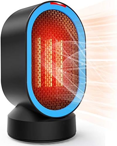 Coolast Small Space Heater, Electric Personal Heaters for Office Ceramic Heaters With Tip-Over Overheat Protection Oscillating Swing Portable 2 Seconds Heat-up for Desk Top Bedroom Home 600W