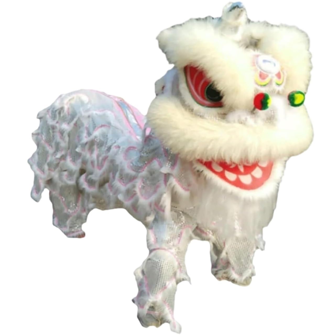 Krxsobnv White Lion Dance Clothes, Prop Adult Outdoor Sports Performance Traditional Costume