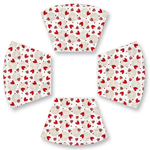 Cackleberry Home Hearts & Lace Curved Placemats 13 X 19 Inches Cotton Reversible, Set Of 4 #TOP11