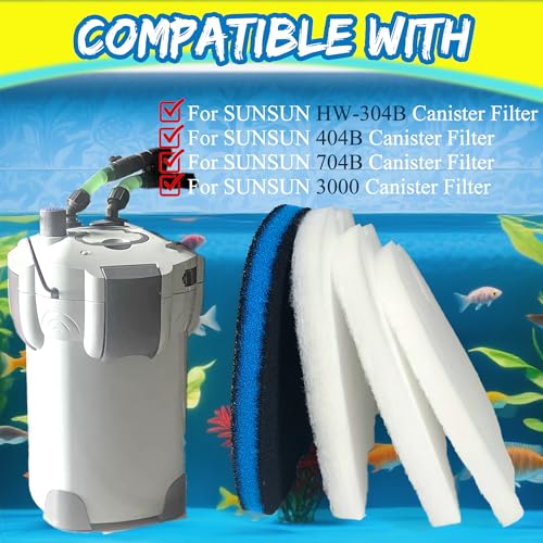 Image of PurifyLogix 8 PCS Canister Filter Pads for SUNSUN HW-304B /404B /704B /3000 | CF500 Aquarium Filter, 6 White floss and 2 Upgraded Activated Carbon Coarse Pads, 8pcs