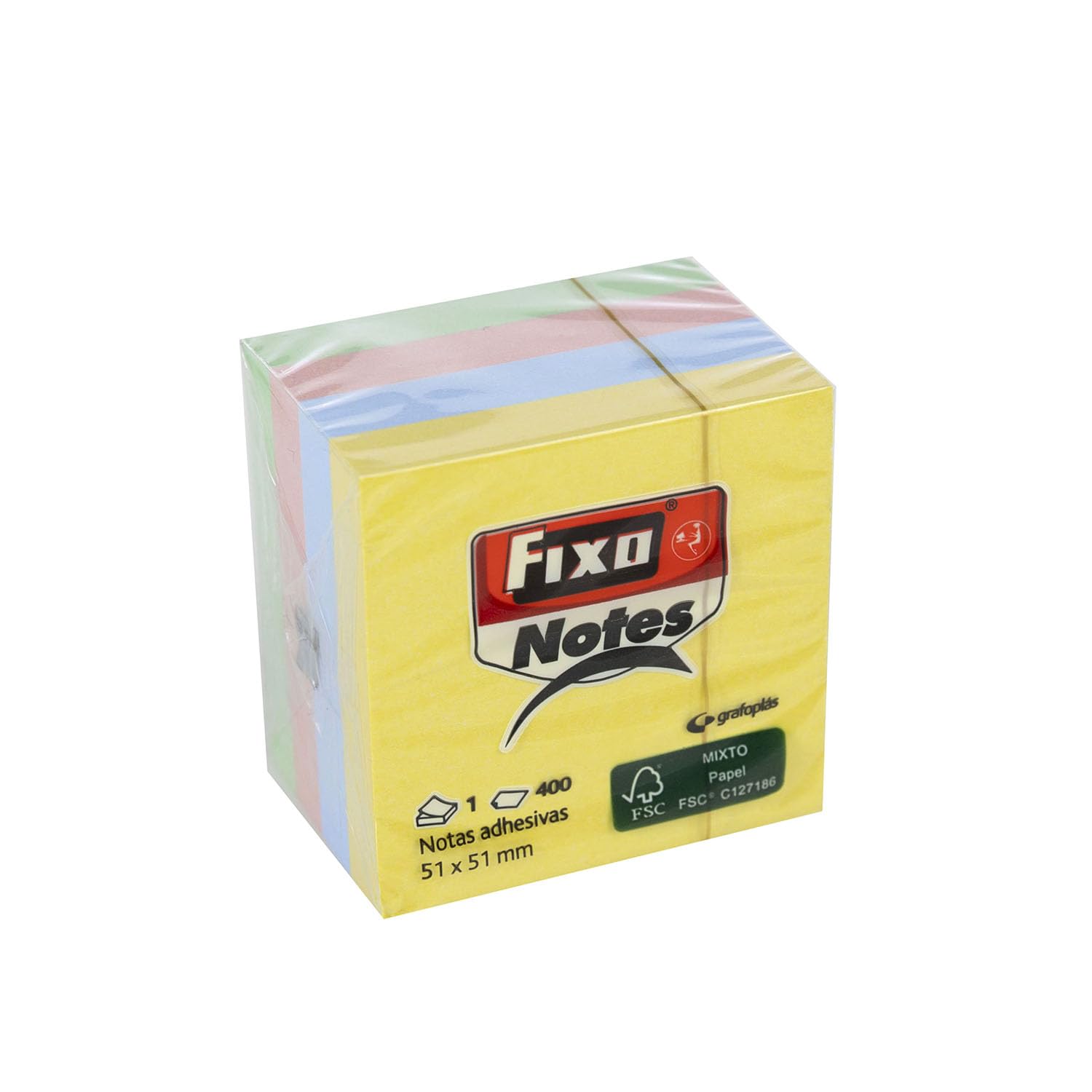 Fixo Notes Cubo de Notas Adhesivas 400 Hojas 51x51mm Colores Surtidos Pastel
