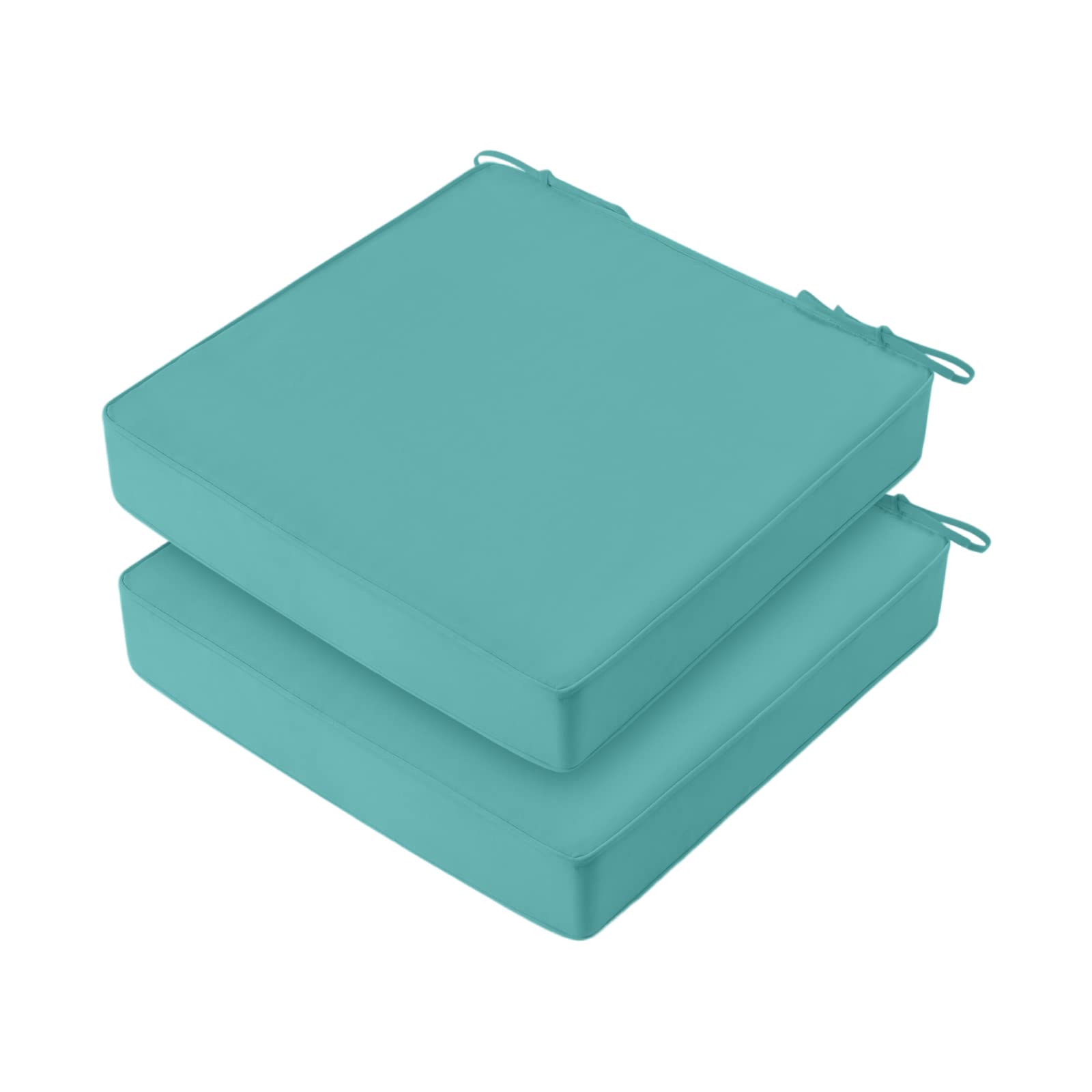 LOVTEX 19x19 Outdoor Chair Cushions Set of 2, Waterproof Patio Cushions for Outdoor Furniture, Thick Outdoor Seat Cushions for Chairs with Straps and Portable Handle(Teal)