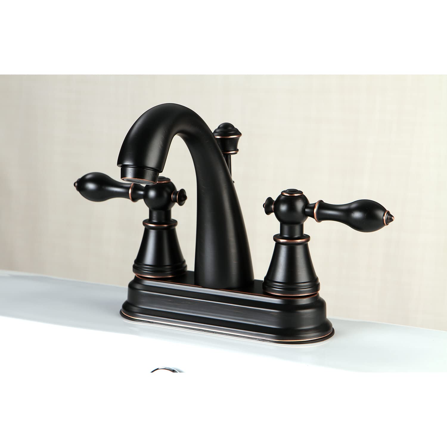 Kingston Brass FSY7616AL angielski klasyczny pojedynczy uchwyt 10 cm centralny kran toaletowy, Neapol Brąz