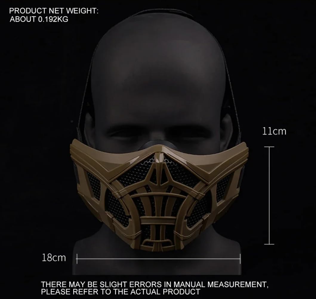 Peminkoo Maschera Tattica Mezza Faccia Paintball Airsoft Maschera Protettiva Scorpione Design Interno in Silicone Maschere Traspiranti Cosplay