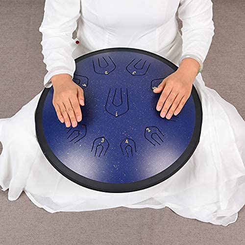 Tambor de lengua doble de 18 pulgadas Ethereal Drum Forget Worry Drum Tambor de lengua de acero, instrumento de percusión Handpan con bolsa de viaje, libro de música y mazos (Negro 3) miniatura 2