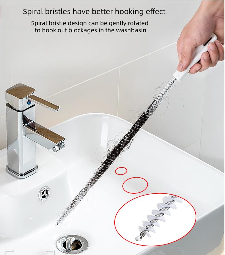 Destapacaños flexible para fregadero y baño, con núcleo metálico y diseño plegable, 2 piezas de 25,6 pulgadas miniatura 5