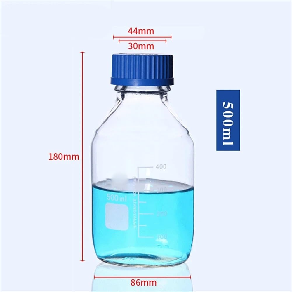 Vetreria da laboratorio 25 50 100 250 500 100 ml Flacone for reagenti in vetro marrone trasparente graduato con tappo a vite blu Vetreria for esperimenti(500ml TP Glass)
