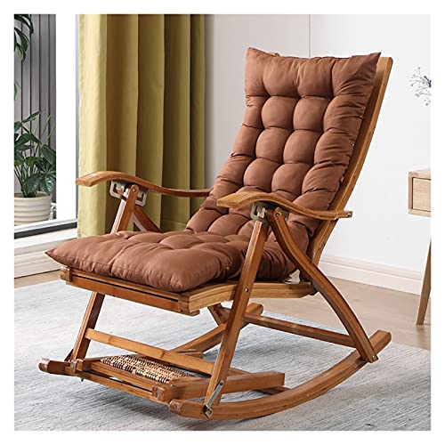 Genérico Tumbona Plegable, Mecedora de bambú con reposapiés, Silla 3 en 1, mecedoras Plegables/de Madera, tumbonas y sillones reclinables, balancín Plegable para Exteriores (Color con almoh