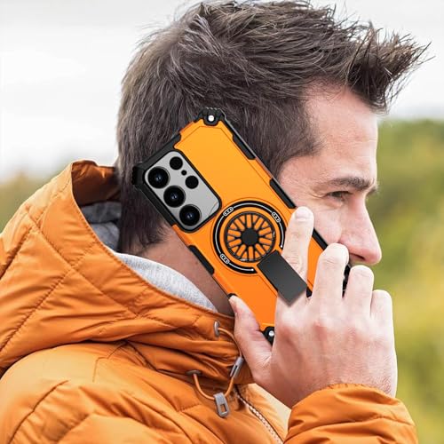 Coque protection Galaxy S25 Ultra antichoc compatible MagSafe orange - 5