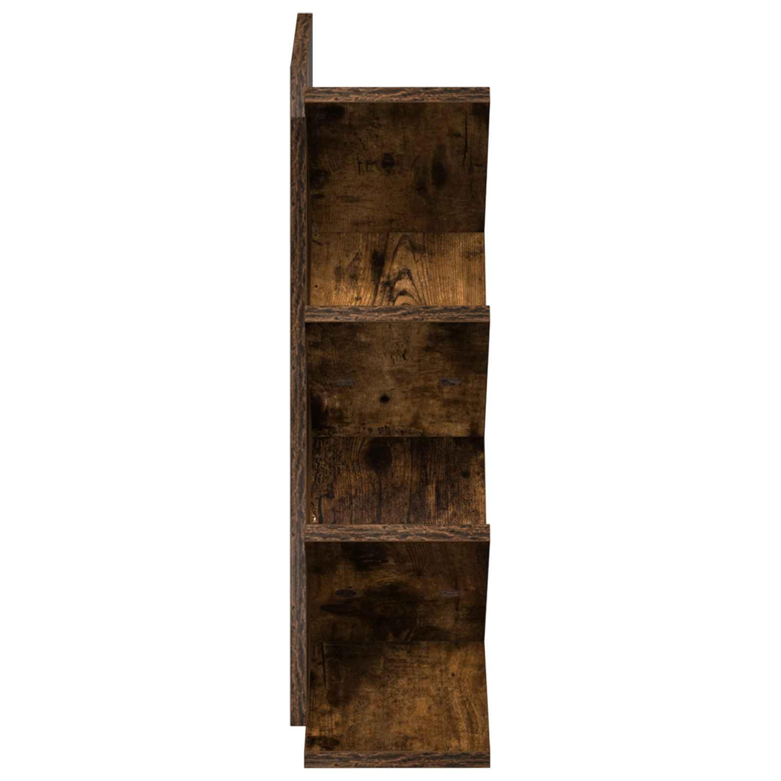 Libreria a 4 livelli, 30 x 18 x 60 cm, rovere fumé | Scaffale compatto con struttura aperta per libri e decorazioni in soggiorno, camera da letto o ufficio.