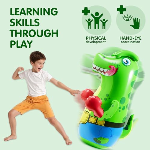 image for SYNCFUN Inflatable Punching Bag for Kids 47 Inches, Toddler Blow up Pu