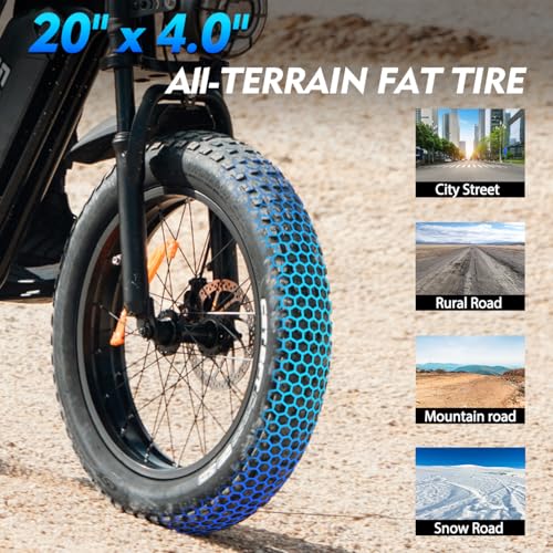 GugoIs Electric Bike for Adults,Peak 1000W Motor,Up to 25-45 Miles Dirt Ebike,20" Fat Tire Electric Motorcycle with 48V 15.6AH Battery UL 2849 Tested, 7-Speed Ebike