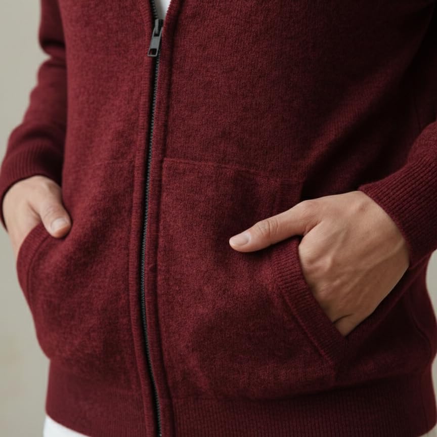 NPIA Certified Original 100% Pure Cashmere Hoodie Men | 2-Ply 16 Micron Heavyweight Knit | Full Zip Luxury Sweater - Image 6