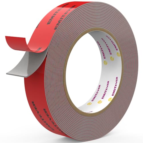 Image of EMITEVER Heavy Duty Double Sided Tape, 1 Inch x 16.4FT Acrylic Foam Mounting Tape, Two Sided Adhesive Tape, Waterproof & Strong Double Stick Tape for Walls, Automotive, Home Office Decor