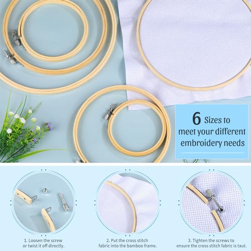 Image of ZXIIXZ 72 Pcs Cross Stitch Supplies, Embroidery Kit for Beginners with Cross Stitch Hoops Needles Embroidery Scissors Floss Bobbins Seam Ripper for Adults, Embroidery Tools DIY Supplies